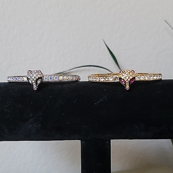 Vintage BETSEY JOHNSON Surreal Forest Collection Fox Hinged Bangle Bracelets. - Picture 3 of 10